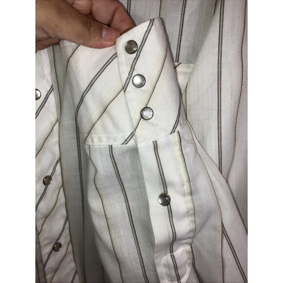 Vtg Miller Western Wear Men's 16x35 Pearl Snap Shirt White Stripped - Picture 8 of 11